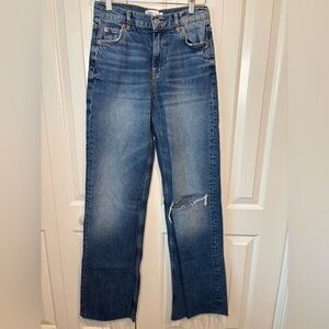 Zara Distressed Blue Straight Leg Jeans Size 2